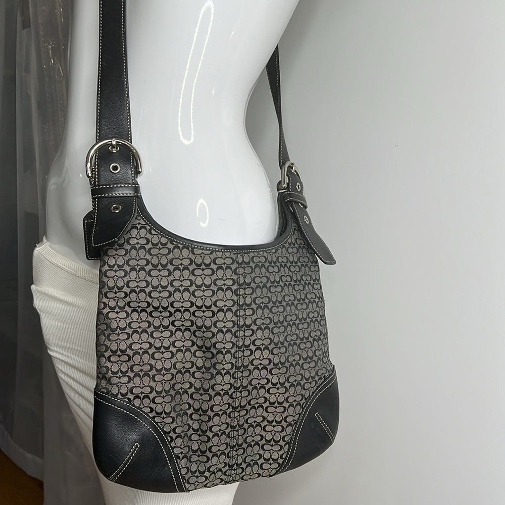 Coach Logo Jacquard and Leather Flat Crossbody Bag